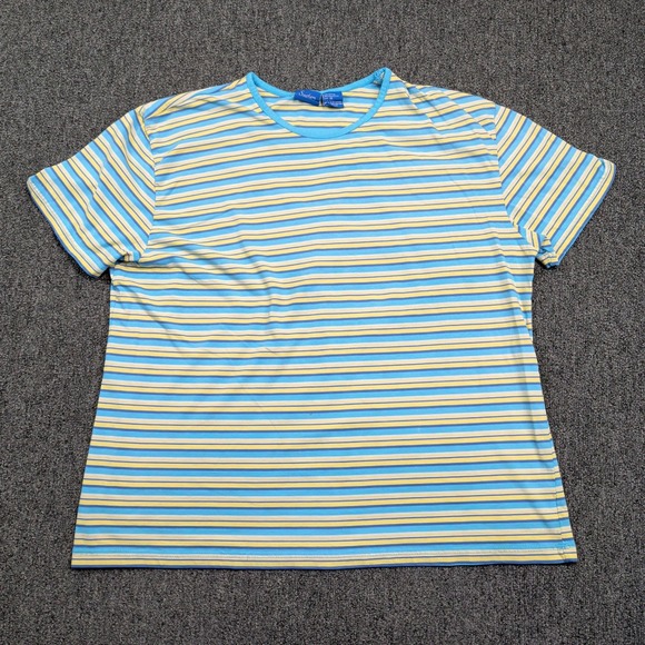 Southern Expressions Y2K Striped Shirt 3X Blue Yellow Cotton Blend Coastal Retro — photo 2